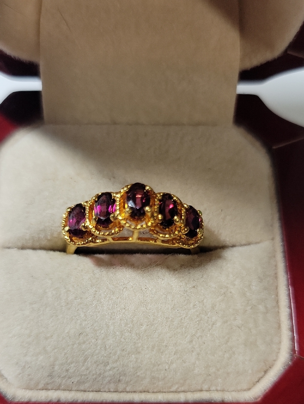 Gold Plated Women's Ring with Purple stones